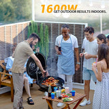 Electric Grill, Techwood Indoor/Outdoor Electric BBQ Grill, 1600W Portable Removable Stand Grill with Adjustable Heat & Drip Tray (Black)