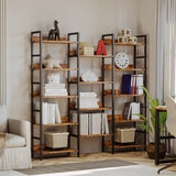 Bookshelf, Bookshelves and Bookcases, 5 Tiers Bookshelf with Baffles, Large Book Shelf with Metal Shelving