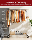 Sakugi Heavy Duty Stainless Steel Rolling Clothes Rack with Mesh Shelf, Lockable Wheels & Anti-Slip Stoppers, Large Capacity Clothing Organizer for Bedroom, Laundry Room, 42.5" x 16.5" x 65.9", Silver