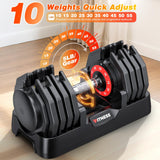 XDDIAS Adjustable Dumbbell Set of 2, 25/55/80LB Dumbbell Set-Fast Adjust Weights Set, 5/10/16 in 1 Free Weights Dumbbells Set with Anti-Slip Metal Handle, Compact Size (55LB-Pair-10-Gears)