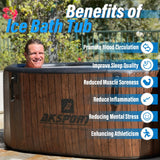 AKSPORT Ice Bath Tub for Athletes, 151 Gallons Inflatable Cold Plunge Tub Compatible with Water Chillers, Icebath for Recovery & Cold Water Therapy, Portable Bathtub for Indoor & Outdoor-Wood