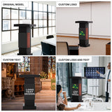 Logo & Text Podium Stand,Wood Lectern with Adjustable Partition,Church Pulpit with Storag