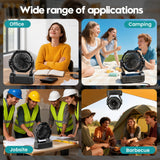 XZK Camping Fan, 20000mAh Rechargeable Battery Powered Fan with LED Lantern, Cordless Portable Tent Fan with Hanging Hook, 4 Speeds 2 Brightness Levels for Home Desk Outdoor - Black