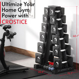Dumbbell Rack Stand Only, Compatible with Peloton Weights, Ergonomic Dumbbell Organizer for Home Gym with 6-Tier, Space-Saving Weight Tree Rack, Plus Neoprene Set Storage, Compact Crostice
