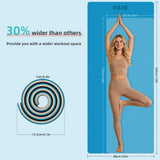 Yoga Mat Thick, 72"x32"x0.4"Th (10mm), Wide Non-Slip Exercise Mat with Carry Strap, Double-Sided POE Fitness Mat (Blue+Milk Coffee)