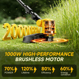20000RPM Brushless Cordless String Trimmer for Dewalt 20v Battery(Battery Not Included), 3-in-1 Weed Wacker Edger Grass Trimmer with Wheel, Lightweight Weed Eater Battery Powered w/8 Line Spools