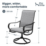 PHI VILLA Swivel Patio Dining Chairs Set of 6, Textilene Mesh Fabric, Grey