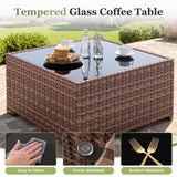 Amopatio 8 Pieces Patio Furniture Set with Fire Pit Table, All-Weather Outdoor Sectional