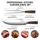 Sunnecko Butcher Knife,Razor Sharp Breaking Knife for Meat Cutting,High Carbon German Steel Carving Knives with Meat Fork