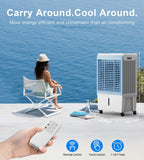 AKIRES 6000CFM Large Swamp Cooler with 13.5-Gal Water Tank,3-IN-1 Evaporative Air Cooler with Remote Control,4 Ice Packs,12H Timer, Evaporative Cooler for Indoor,Outdoor,Garage Use(47IN)