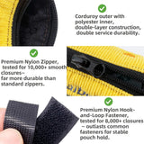 Naibeilerye Outdoor Dog Poop Bag Holder & Dispenser, Double Layer Pouch with Exquisite Embroidery, Sturdy POM Hook & Secure Fastening Design, Hanging Storage Bag for Dog Leash Hiking Travel (Yellow)