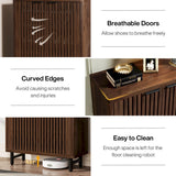 Tribesigns 6-Tier Farmhouse Shoe Cabinet with Shutter Doors, Wooden Shoe Organizer Rack with Adjustable Shelves, Modern Large Hidden Storage Furniture for Entryway, Hallway (Dark Black&Brown)