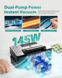 Zachvo Dual Pump Vacuum Sealer for Food Storage & Sous Vide, Handle Lock, Double Heat Seal 5mm Wide, Built-in Cutter & Bag Roll Storage, External Vacuum Port, Dry/Moist Modes, Starter Kit Included