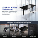 WXHYMXFDC Folding Conference Table with Wheels Modular Foldable Training Tables with Flip Top Business Style Wooden Training Table with Strong Metal Frame for Office Schools Libraries,Black,55in,12