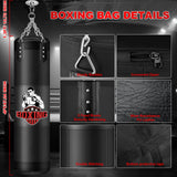 Punching Bag for Adults, 4FT Oxford Heavy Boxing Bag with Chains and Hand Wraps, Boxing Equipment for MMA Karate Kickboxing, Unfilled