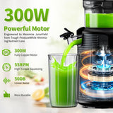Cold Press Juicer Machine, 5-Inch Wide Chute Masticating Juicer, 1.2L Slow Juicer for Whole Fruits & Vegetables, Easy to Clean Electric Juice Extractor, Juice Maker with Recipe Guide, Black & Gray