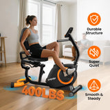 Recumbent Exercise Bike for Home Use, Quiet Recumbent Stationary Bikes for Adults & Seniors, 16-Level Resistance, Adjustable Seat, Supports 400LB, Pulse Sensors & LCD Display