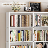 HOSTACK 71" Tall Triple Wide Bookshelf with Storage Drawers & Doors, White