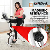 FitDesk Standing Exercise Bike Desk 3.0, Adjustable Height Indoor Cycling Trainer with Laptop Tray, Portable Stationary Fitness Desk for Home Office, Foldable Workstation, Supports 300 lbs