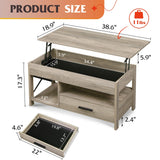 WLIVE Lift Top Coffee Table for Living Room/Dining/Office, Grey