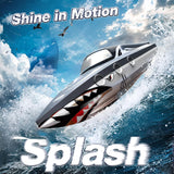 Shark RC Boat for Kids & Adults,2.4GHz High Speed Remote Control Racing Boat W/ Dual Battery 50 Min Runtime,Waterproof,Fast Remote Control Toy Gift Kids 8-12, Ideal for Pools & Lakes,Realistic Grey