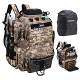Goture Fishing Backpack, 900D Water-Resistant Tackle Backpack with Rod Holders, Hard Sunglasses Case, 45L Large Storage Gear Tackle Bag with Rain Cover, Bottle Holder for Travel Camping Hiking