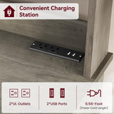 GAOMON Bakers Rack with Power Outlet and USB, Microwave Stand with Storage Cabinet, Coffee Bar Station for Kitchen, Utility Shelf Rack for Spices, 63" Tall, Gray