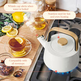 1.8L Ceramic Non-Stick Stovetop Tea Kettle, Durable Ceramic-Coated Stainless Steel, Whistle Alert, Compatible with All Stovetops, White Icing - kitchen appliances (White Icing)