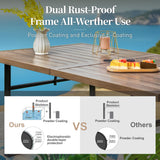 SUNSHINE VALLEY Patio Dining Set for 6, 64" Rectangle Metal Table, 6 Chairs