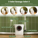 Little Meerkat 600w Macerating Toilet System, One-Piece 16" Upflush Toilet Toilet with Pump for Basement, Powerful & Quiet Upflush Toilets with 3 Water Inlet & Ac Vent, Easy Install, Space Saving