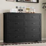 BORNOON 8-Drawer Dresser for Bedroom, Modern Wooden Chest of Drawers with Metal Handles, Anti-Tipping Design, Sturdy and Stable Storage Organizer for Living Room, Entryway, Home Office