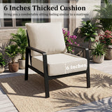 LOOFRA 6" Thick Outdoor Chair Cushions, 24 x24 Inch Patio Furniture Cushions Set of 6 with Water Resistant & Removable Cover, UV Resistant, 30D High Density Sponge Patio Cushion, Beige