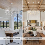 kvtinmty 16-Light Modern Living Room Crystal Chandeliers,48" Round Silver Tree Branche Chandelier,Silver K9 Crystal Chandeliers for Dining Room,High Ceiling,Entryway、Foyer