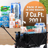 Collapsible Wagon 330LBS Capacity, 200L Extra Large Wagons Carts Foldable, Heavy Duty Folding Wagons, Black