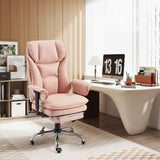 HOMREST 4-Point Massage Office Chair with Heat, 155° Reclining Executive Desk Chair with Adjustable Armrests, Ergonomic High Back Computer Chair for Home Office, Pink