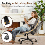 Criss Cross Chair with Wheels & Flip Arms, Wide Cross Legged Office Chair with Adjustable Tilt Criss-Cross Desk Chair