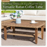 Sophia & William Rattan Patio Sectional Furniture Set with Coffee Table