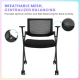 4 Pack Stackable Conference Room Chairs with Wheels and Paddle, Ergonomic Mesh Back and Arms for Meeting