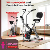 Foldable Exercise Bike with Elliptical Mode, 8-Level Magnetic Resistance Stationary Bike for Home, Quiet Indoor Fitness Bike for Cardio & Rehab Training, Adjustable Seat & Handlebar, 300LBS Capacity