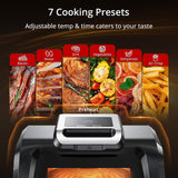 Indoor Grill And Air Fryer Combo 7-In-1 Fast And Evenly Heated 4QT Noiseless Smokeless & fatless, Transparent Window Air Fryer 1750W Electric Air Fryer