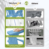 nevilywood Folding Adirondack Chairs Set of 4, HDPE Cup Holders, LightBlue
