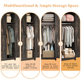 AMERLIFE Set of 2 Farmhouse Armoire Wardrobe Closet with 2 Barn Doors, 71'' Storage Cabinet with Shelf & Hanging Rod, Versatile Clothing Storage for Bedroom, Black Oak