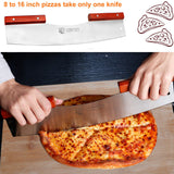 AILUROPODA Pizza Cutter Rocker with Knife Sharpener & Protective Cover 16" Large Pizza Rocker Cutter Sharp Pizza Slicer 30Cr13 Stainless Steel Pizza Knife (Silver)