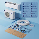 DELLA Econo Series 23000 BTU Mini Split Air Conditioner 17 SEER2, 230V Cools up to 1500 Sq. Ft, Works with Alexa and Wifi, Heater Ductless Inverter System with Heat Pump,16.4ft Installation Kit
