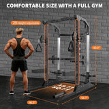 Garvee Power Cage, 2000LB Power Rack with Independent Dual Pulley System, Multi-Function Workout Cage Home Gym Workout Machine for Cable Crossover