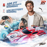 BEZGAR RC Boat, 12 inch Remote Control Boat for Kids and Adults, 25 KPH Fast RC Speed Boats with 700mAh Battery, Ideal Waterproof Toy Boats for Lakes & Pools - TX126 Red