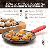 Cast Iron Aebleskiver Pan - Non Stick Pan for Authentic Danish Stuffed Pancakes - Electric Stovetop Compatible Pancake Maker KUHA