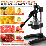PYJJZU Manual Fruit Juicer Hand Press - Effortless Cast Iron Citrus Squeezer for Home - 304 Stainless Steel, Dishwasher Safe - Extract Fresh Juice from Pomegranate, Orange, Lemon - Non-Slip Base