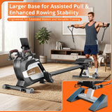 pooboo Rowing Machines for Home, Magnetic Rowing Machine with Adjustable Resistance, Folding Rower Machine of Quiet, 350lbs Weight Capacity, Comfortable Seat Cushion,LCD Monitor, App Support
