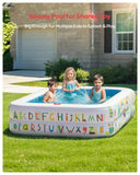 QPAU Kiddie Pool – 65" x 39" Inflatable Pool for Kids & Toddlers, Ball Pit & Baby Pool with Soft Floor, Educational Alphabet & Number, Durable Outdoor Play Toys for Backyard & Indoor Fun (Blue)